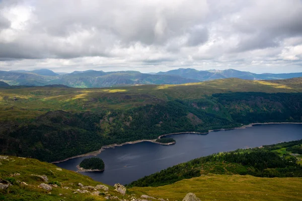 National Park Lake District, Helvellyn Hills, view while climbing Lake Thirlmere and Red Tarm, crossing Striding Edge and Swirral Edge during fog, 2022.