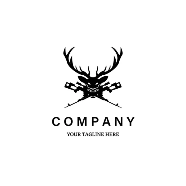 Hunter deer vintage logo vektör illüstrasyon minimalist simge tasarımı