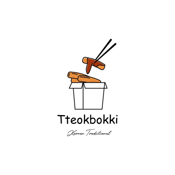 Tteokbokki Kore geleneksel gıda hattı sanat simgesi logo minimalist vektör illüstrasyon tasarımı