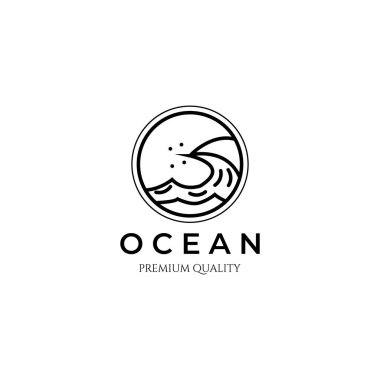 deniz dalgası çizgisi sanat minimalist logo vektör çizimi yaratıcı tsunami tasarımı