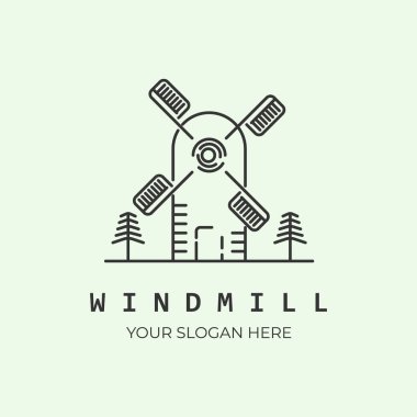 Yel değirmeni sanatı logosu minimalist vektör illüstrasyon tasarımı