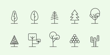 Ağaç hattı vektör logosu resim tasarımı minimalist illüstrasyonunu ayarla