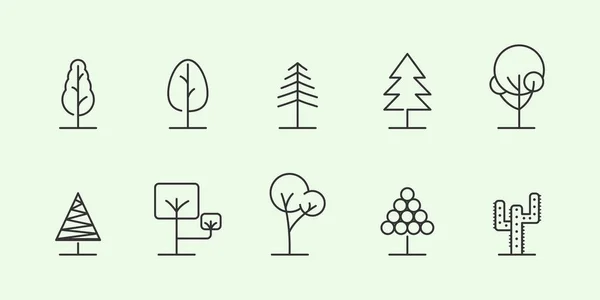 Ağaç hattı vektör logosu resim tasarımı minimalist illüstrasyonunu ayarla