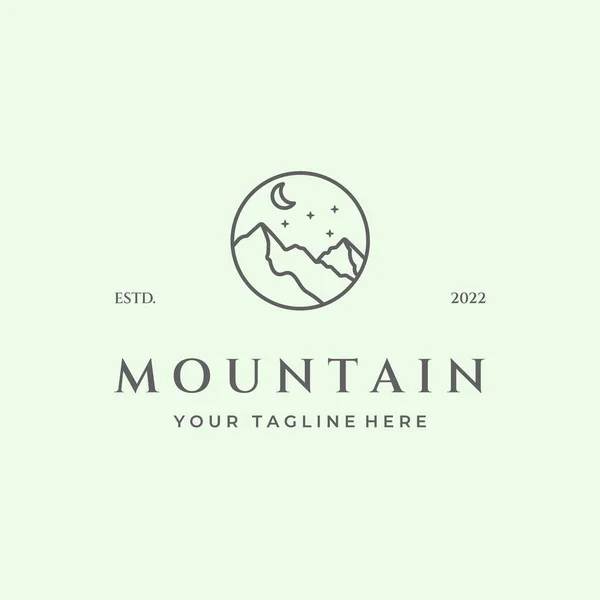 Ay dağ logosu tasarımı sanat vektörü minimalisti