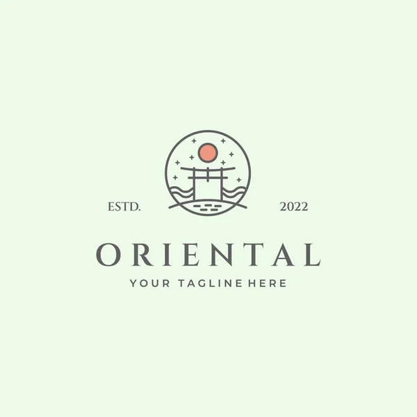 Japon oryantal torii kapısı sanat simgesi minimalist logo tasarım vektörü