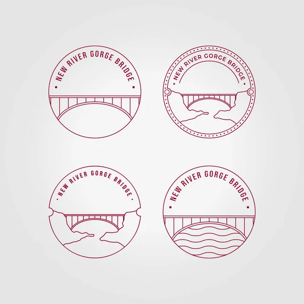 Emblem New River George Bridge Logo Line Art Vector Illusztráció — Stock Vector