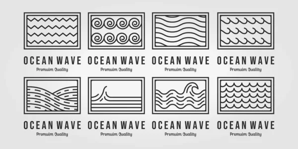 ミニマリズム波のセット アイコンラインアートベクトルデザインイラスト — ストックベクタ