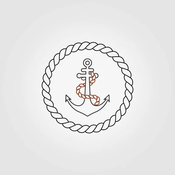 Minimal Line Art Anchor Logo Vector Icon Illustration Design Nautical — Stock Vector