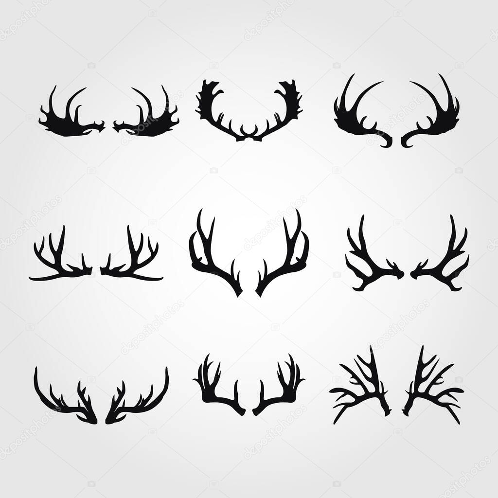 set of deer antlers icon. vector set