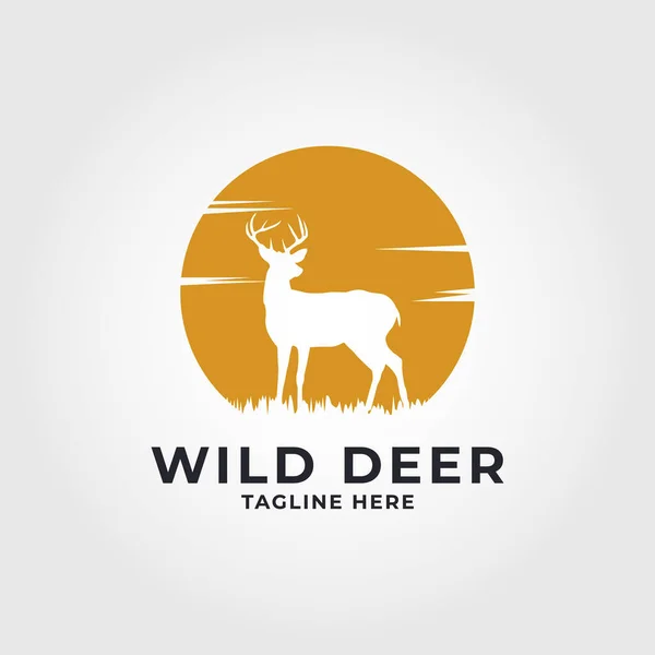 Wild Deer Moon Light Logo Illustration Vector Template — Stock vektor