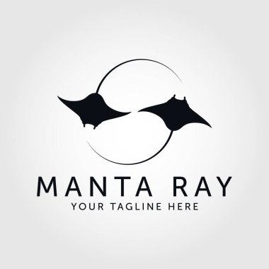 Tropikal Kara Manta Işını Balık Balık Yaşam logosunun silueti.