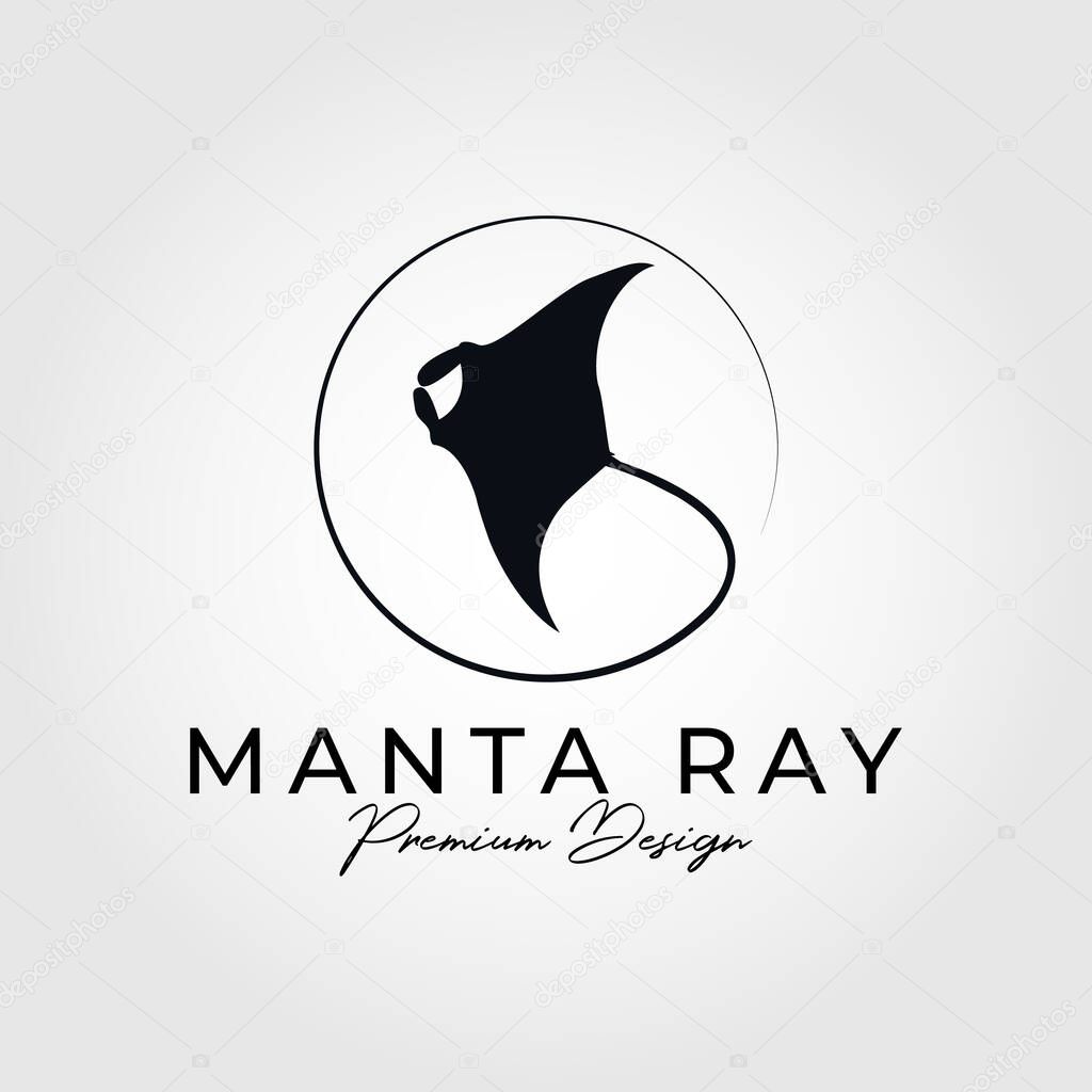Black manta ray logo vector illustration design