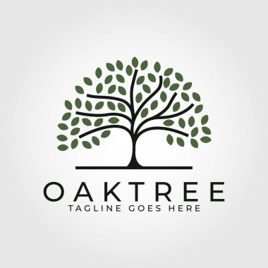 meşe ağacı minimalist logo tasarımı vektör çizimi.