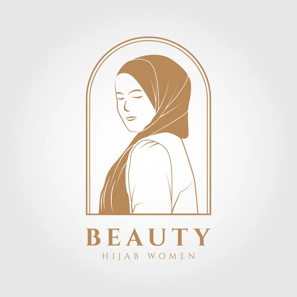 Beautiful Woman Wearing Hijab Muslim Woman Logo Design — Archivo Imágenes Vectoriales