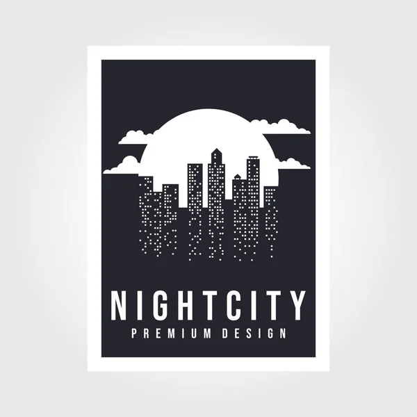 Ilustración Vectorial Nocturna Cartel Paisaje Urbano Nocturno Estilo Plano — Archivo Imágenes Vectoriales