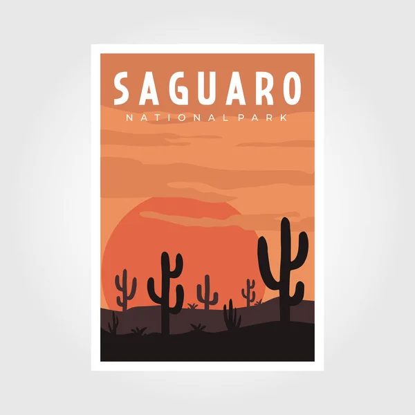 Saguaro Nationalpark Retro Affisch Vektor Illustration — Stock vektor