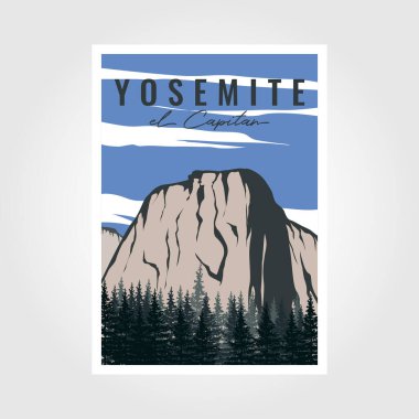 Yosemite Ulusal Parkı Vintage poster tasarımı, El Capitan.