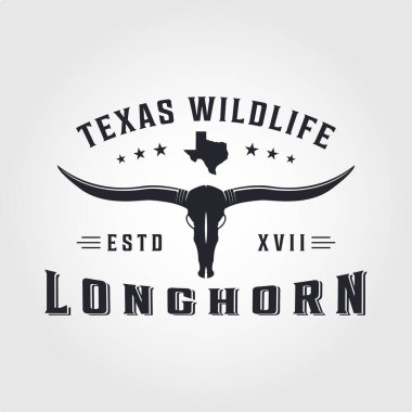 Texas Longhorn logosu, Western Bull Sığır Vintage Retro Logosu Tasarımı