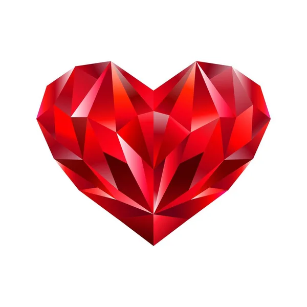 Czerwony Diament Kształcie Serca Odizolowany Ruby Kryształowe Serce Ilustracja Ilustracje Stockowe bez tantiem