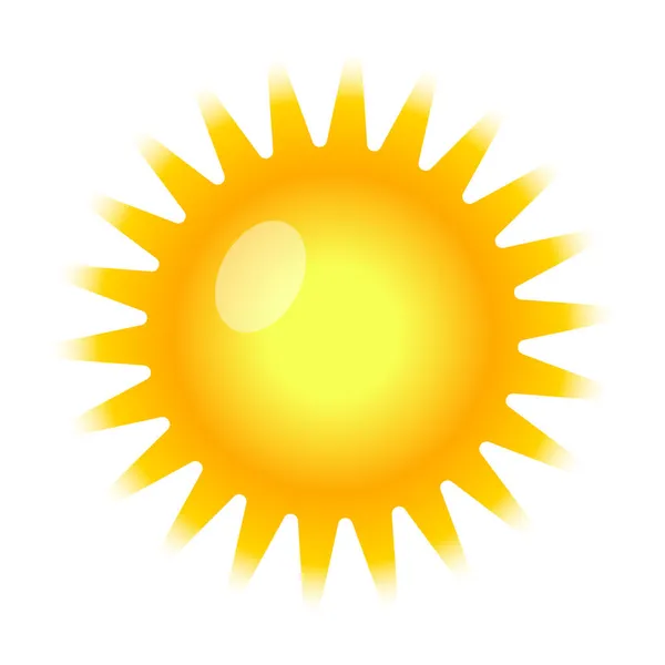 Жовта Яскрава Сонячна Векторна Ілюстрація Ізольована Білому Тлі — стоковий вектор