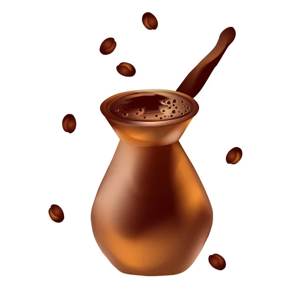 Ilustración Vectores Bebidas Calientes Cafeína Aroma Refrescante Elaborado Coffeepot Aislado — Vector de stock