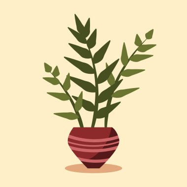 Home potted plant in flat style vector illustration.
