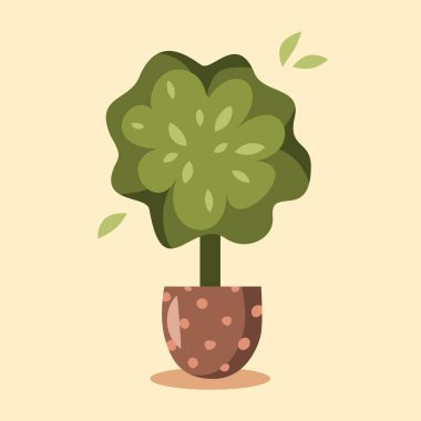 Small houseplant in flat style vector illustration.