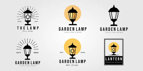 Набор Света Двора Коллекция Векторной Иллюстрации Логотипа Садовой Лампы Векторная Графика
