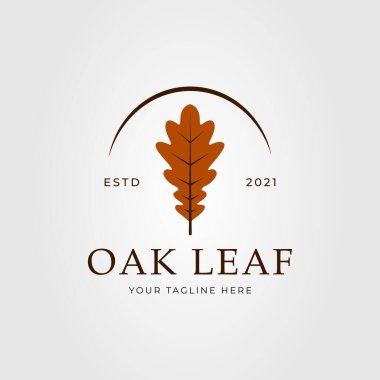 Klasik kahverengi meşe yaprağı logo vektör çizimi tasarımı