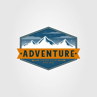 ice mountain and snow landscape badge logo vector illustration design
