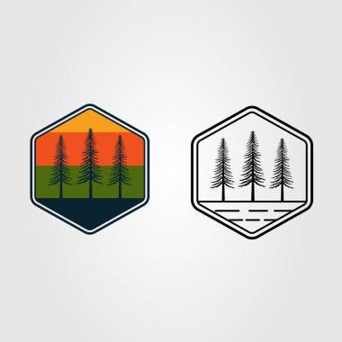 çam ağacı veya ladin logo vektör illüstrasyon tasarımını ayarla