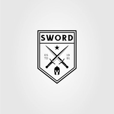 Çapraz Savaşçı Kılıç Rozeti logo vektör çizimi tasarımı