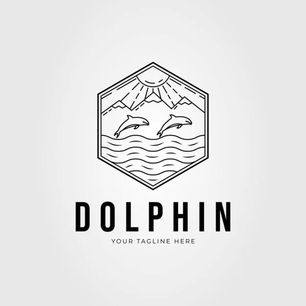 Летучий Дельфин Кит Векторной Иллюстрации Логотипа Океана — стоковый вектор