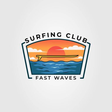 Sörf tahtası ya da okyanus ya da plaj logosu çizimi tasarımı