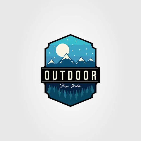 Berg Outdoor Abenteuer Abzeichen Logo Vektor Illustration Design — Stockvektor