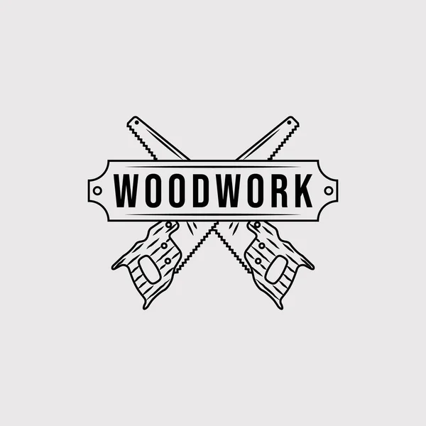 Wood Saw Woodwork Handsaw Logo Vector Illustration Design — Stock Vector