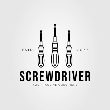 üç tornavida elektrikli alet logo vektör illüstrasyon tasarımı