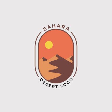 Sahara çölü veya kum kumu logosu vektör çizimi tasarımı