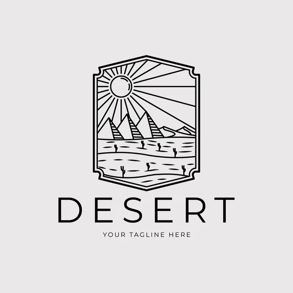 Пирамида Пустыни Сахаре Векторным Дизайном Логотипа Кактуса — стоковый вектор