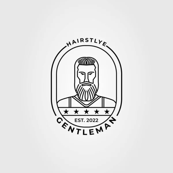 Minimalistisk Gentleman Eller Man Med Polisonger Logotyp Vektor Illustration Design — Stock vektor
