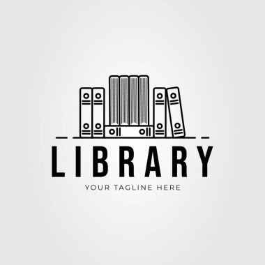 Kütüphane logosu vektör illüstrasyon tasarımında kitap eğitimi yığını