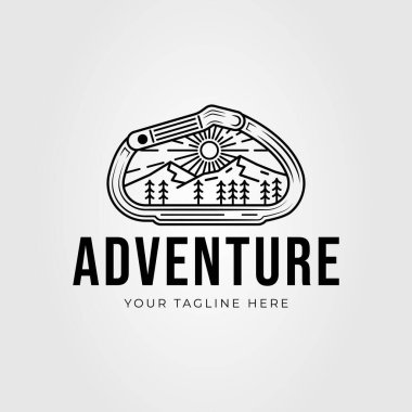 Dağ manzaralı karabinalı logo vektör illüstrasyon tasarımı