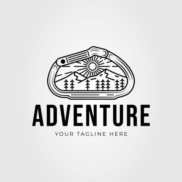 Carabiner Mountain Landscape Adventure Logo Vector Illustration Design — стоковый вектор