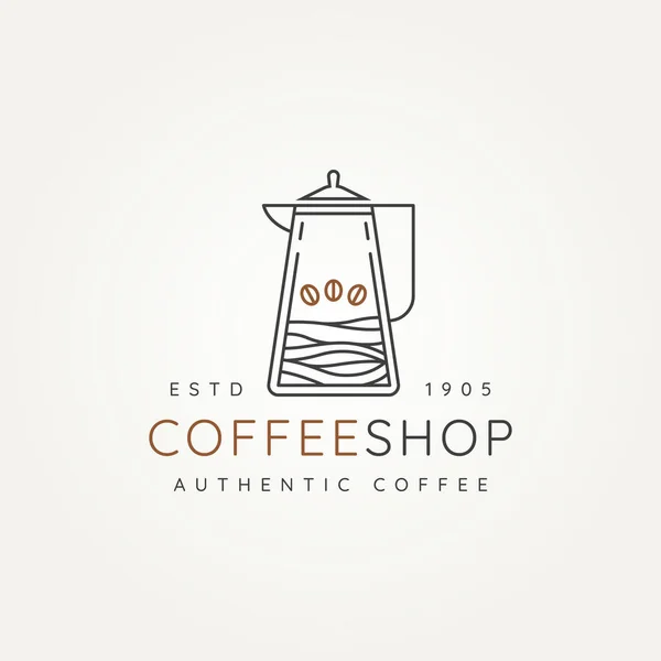 Kawiarnia Czajnikiem Fasoli Minimalistyczny Line Art Logo Ikona Wektor Ilustracji — Wektor stockowy