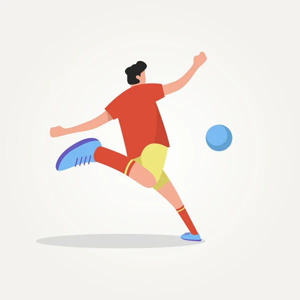 Isolated Soccer Player Kicks Ball Flat Vector Illustration Design — Stock Vector