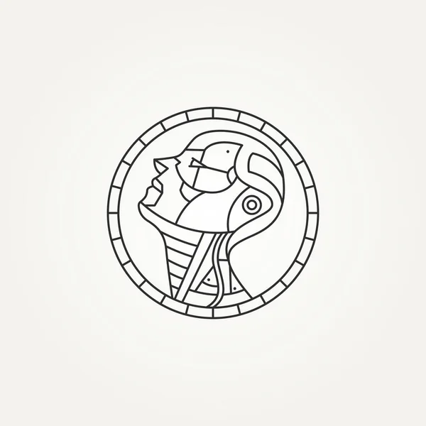 Cyborg Head Robot Line Art Badge Icon Logo Template Vector — Stock Vector