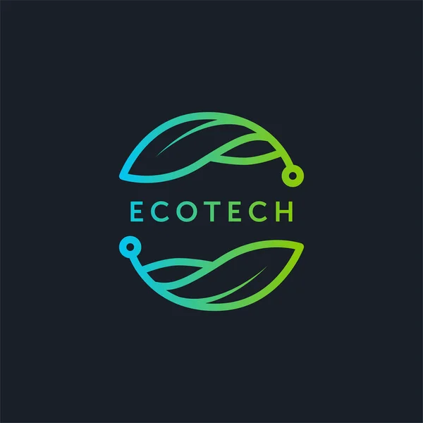 Biotecnologia Linha Arte Logotipo Design Tecnologia Ecológica Com Folha Círculo —  Vetores de Stock