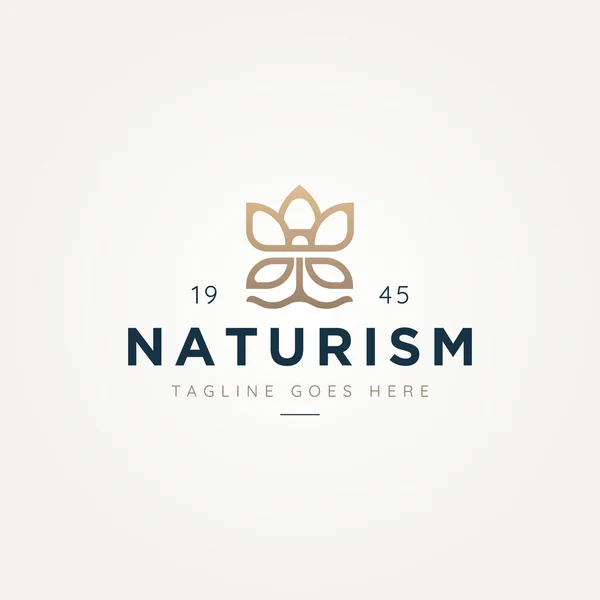Lotus Fleur Minimaliste Ligne Art Nature Logo Modèle Vectoriel Illustration — Image vectorielle