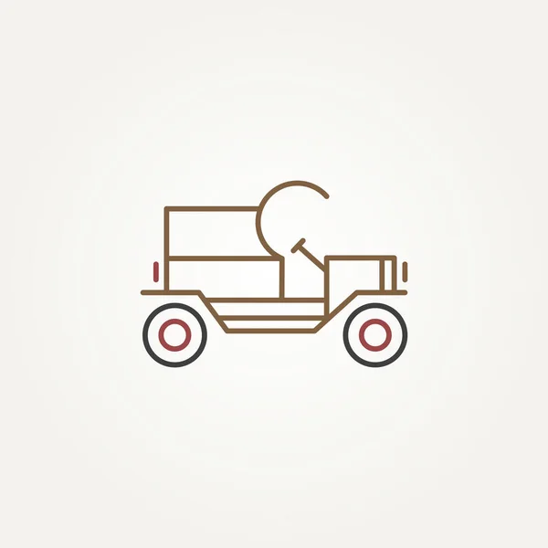 Isoliert Vintage Classic Line Art Delivery Car Vehicle Icon Logo — Stockvektor