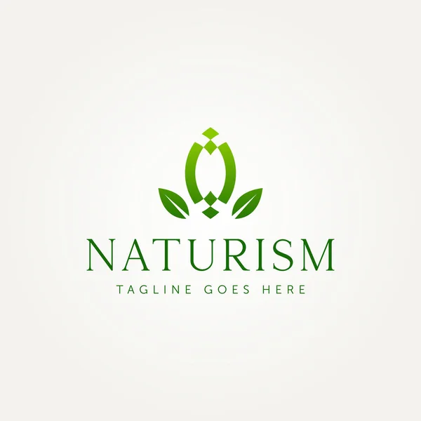 Naturismo Folha Verde Simples Linha Arte Ícone Logotipo Modelo Vetor —  Vetores de Stock